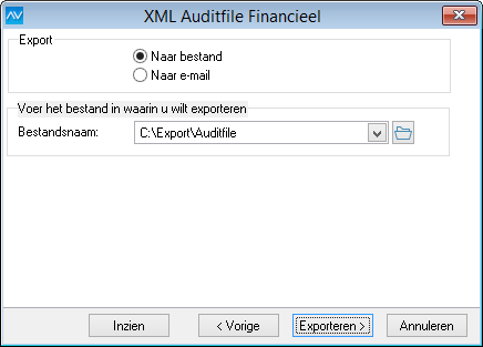 Auditfile exporteren Auditfile exporteren