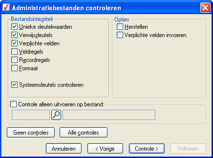 Administratiebestanden controleren