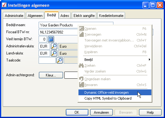 Dynamic Office-veld invoegen