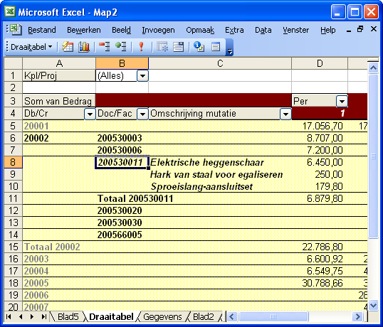 Microsoft Excel: inzoomen op de gegevens van de draaitabel